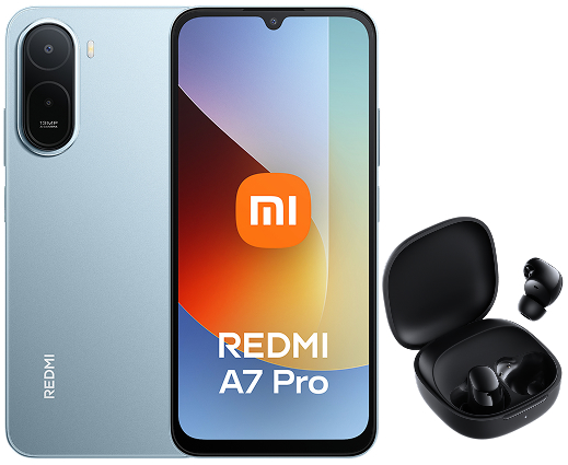Bundle Xiaomi Redmi A7 Pro 4+128GB con Redmi Buds 6 Play Palm Blue